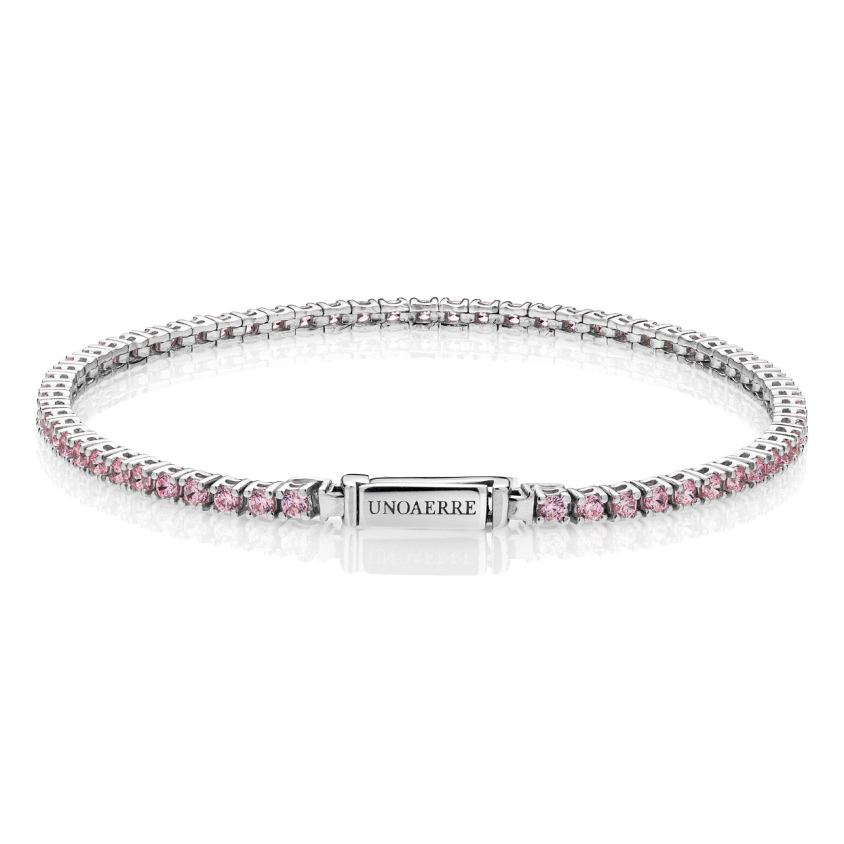 UNOAERRE - White Silver Bracelet with Pink Cubic Zirconia Cm. 17
