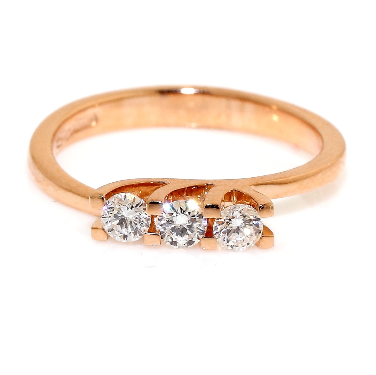 18 kt Rose Gold Trilogy Ring with Kt. 0,30 Natural Diamonds