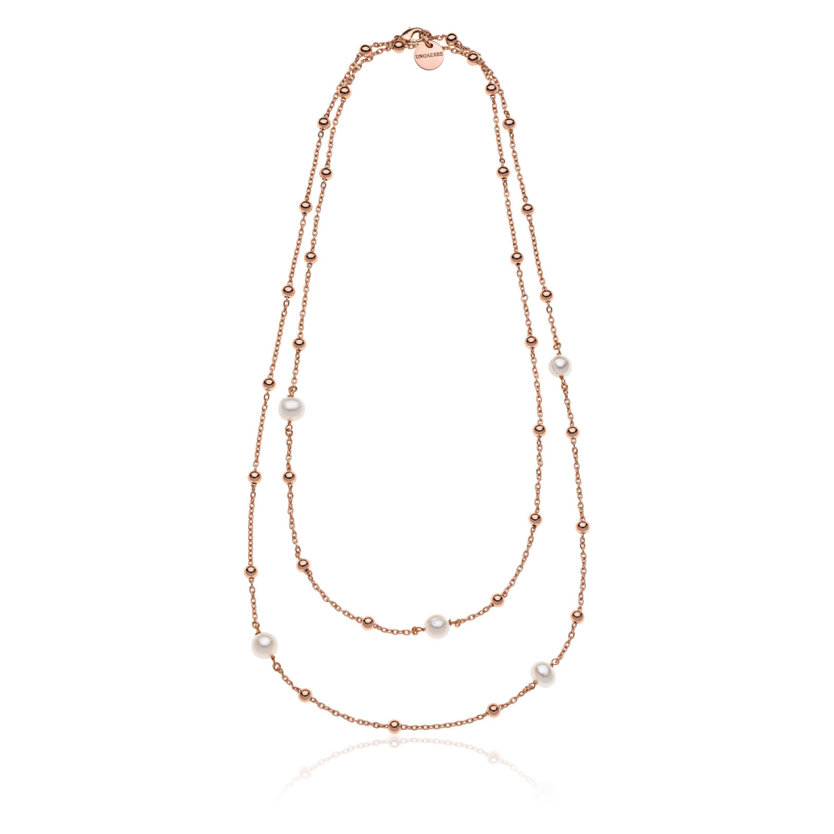 UNOAERRE - Rose  Bronze Necklace with Pearls