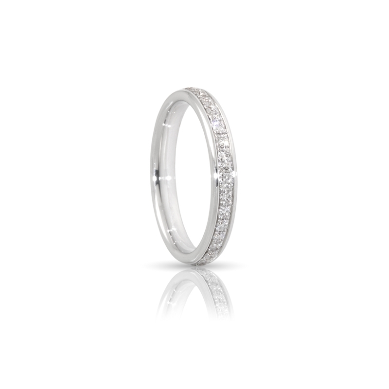 950 Platinum Wedding Ring with Diamonds mod. San Francisco mm. 3