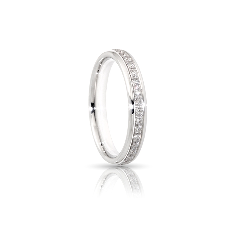 950 Platinum Wedding Ring with Diamonds mod. Las Vegas mm. 3,5