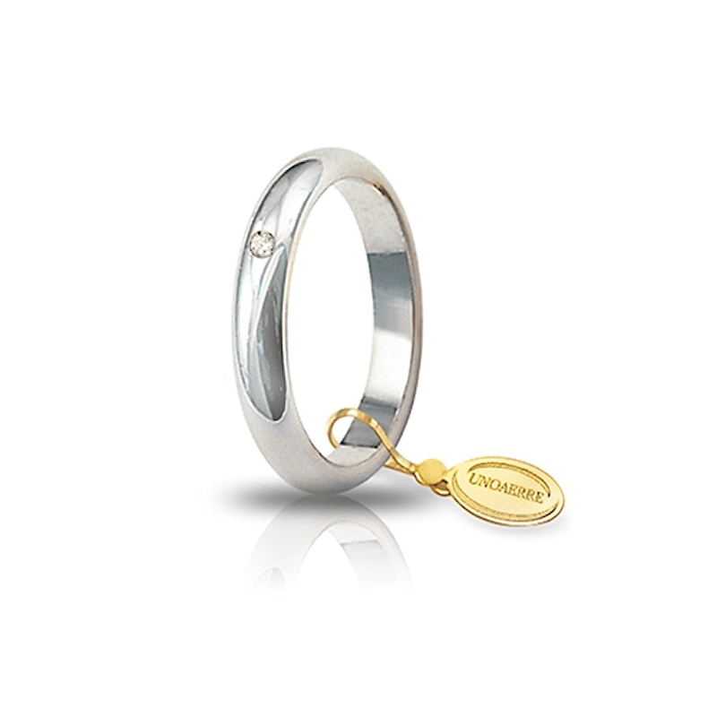 UNOAERRE Wedding Ring in 18k White Gold mod. Classic Gr. 5 with Diamond