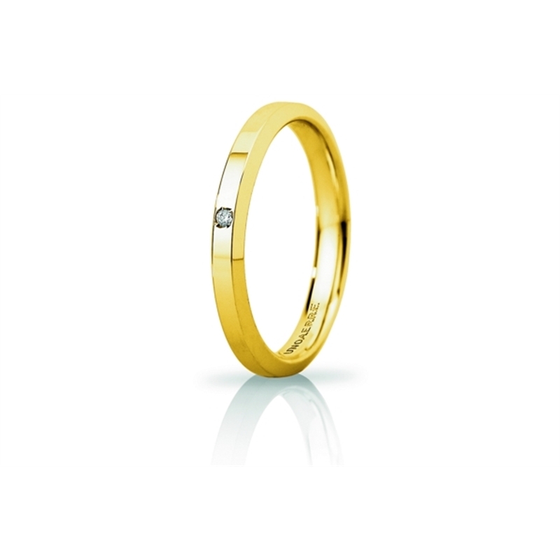 UNOAERRE Wedding Ring in 18k Yellow Gold mod. Hydra Slim with Diamond