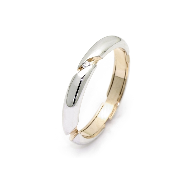 Two-Color Gold Wedding Ring Yellow and White Mod. Raiatea mm. 3,8