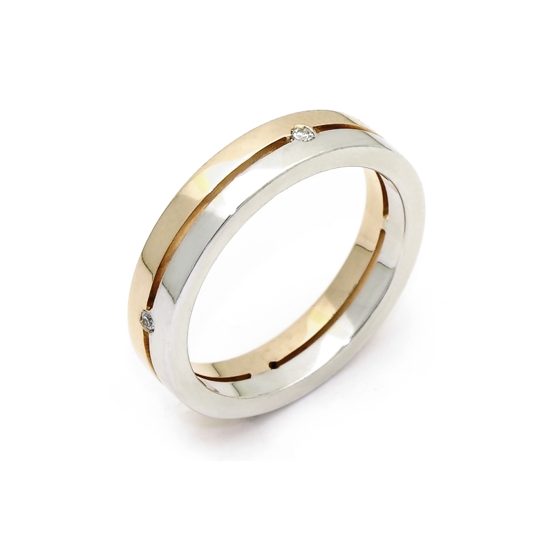 Two-Color Gold Wedding Ring Yellow and White Mod. Bora Bora mm. 4,1