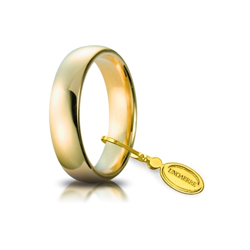 UNOAERRE Wedding Ring in 18k Yellow Gold mod. Comoda 5 mm.