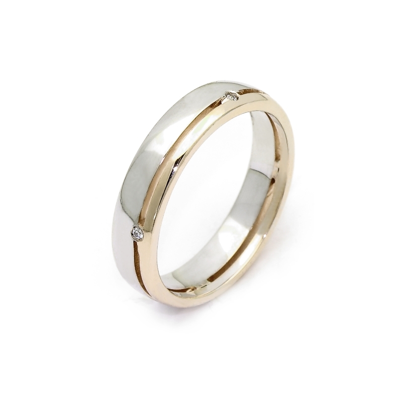 Two-Color Gold Wedding Ring Yellow and White Mod. Moorea mm. 4,3