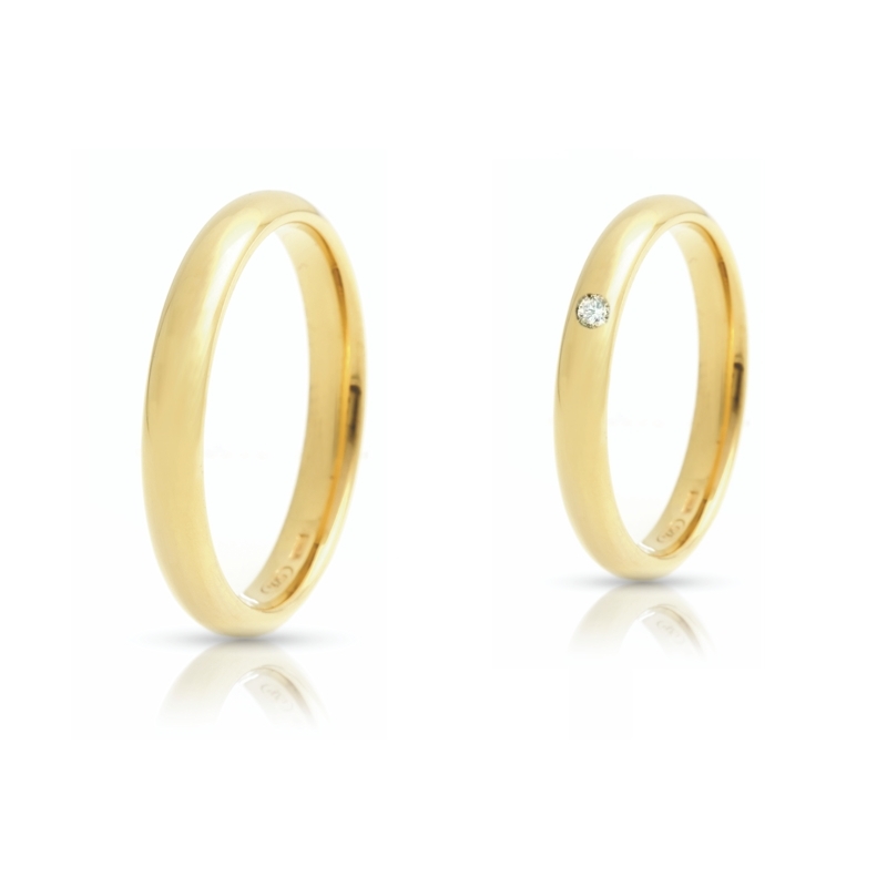 Yellow Gold Wedding Ring mod. Italiana mm. 3,3