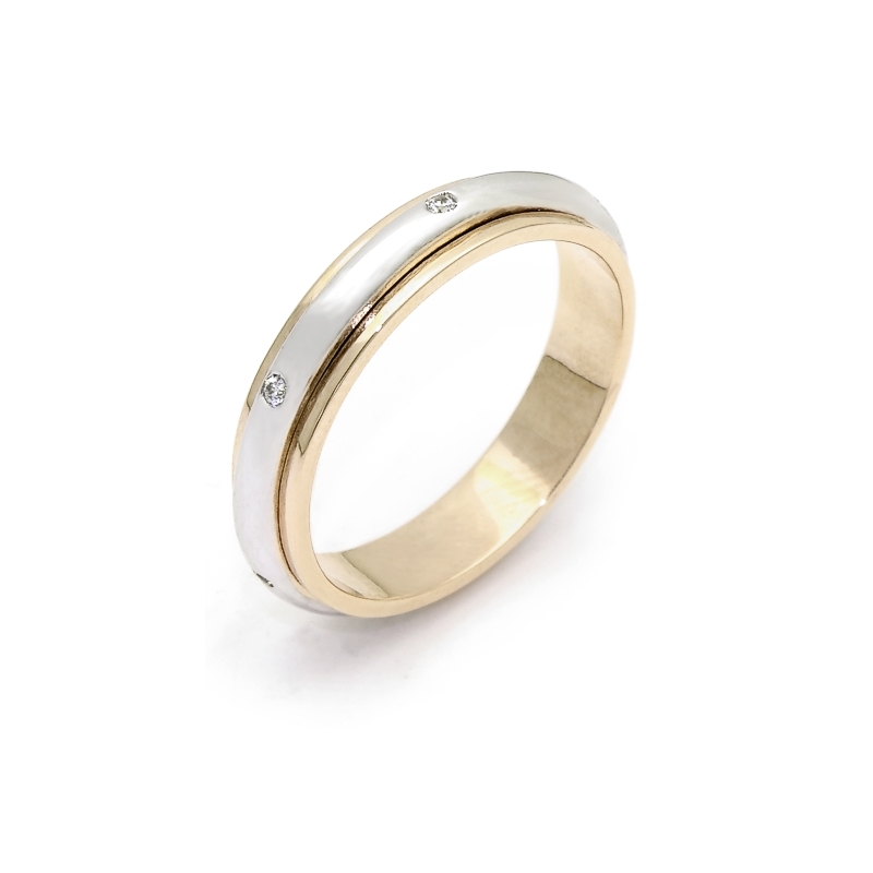 Two-Color Gold Wedding Ring Yellow and White Mod. Minorca mm. 4,5