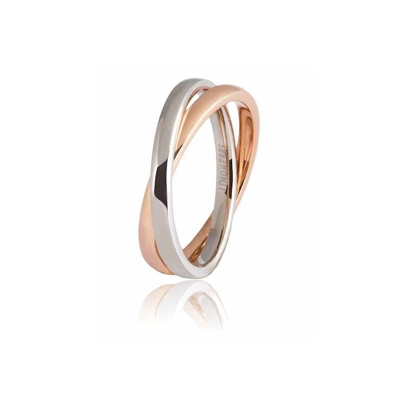 UNOAERRE 18Kt Two-Color Gold Wedding Ring Mod. Insieme - Coll. 9.0