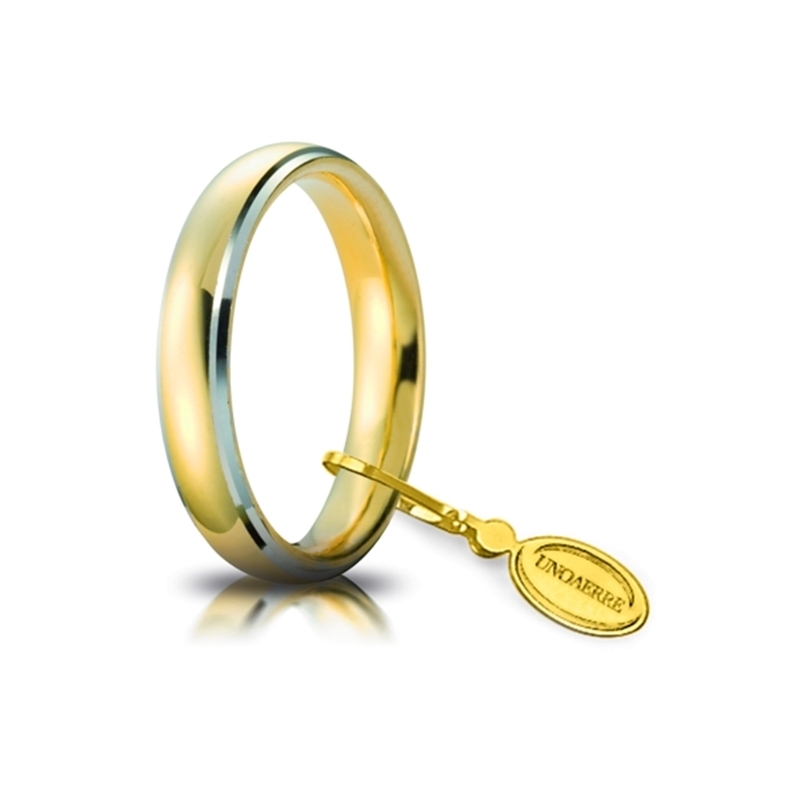 UNOAERRE 18Kt Two-Color Gold Wedding Ring Mod. Confort Yellow/White 