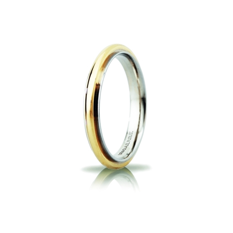 UNOAERRE 18Kt Two-Color Gold Wedding Ring Mod. Andromeda Slim
