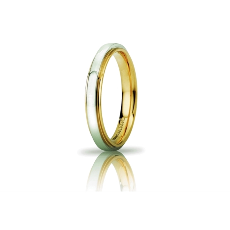 UNOAERRE 18Kt Two-Color Gold Wedding Ring Mod. Cassiopea Slim