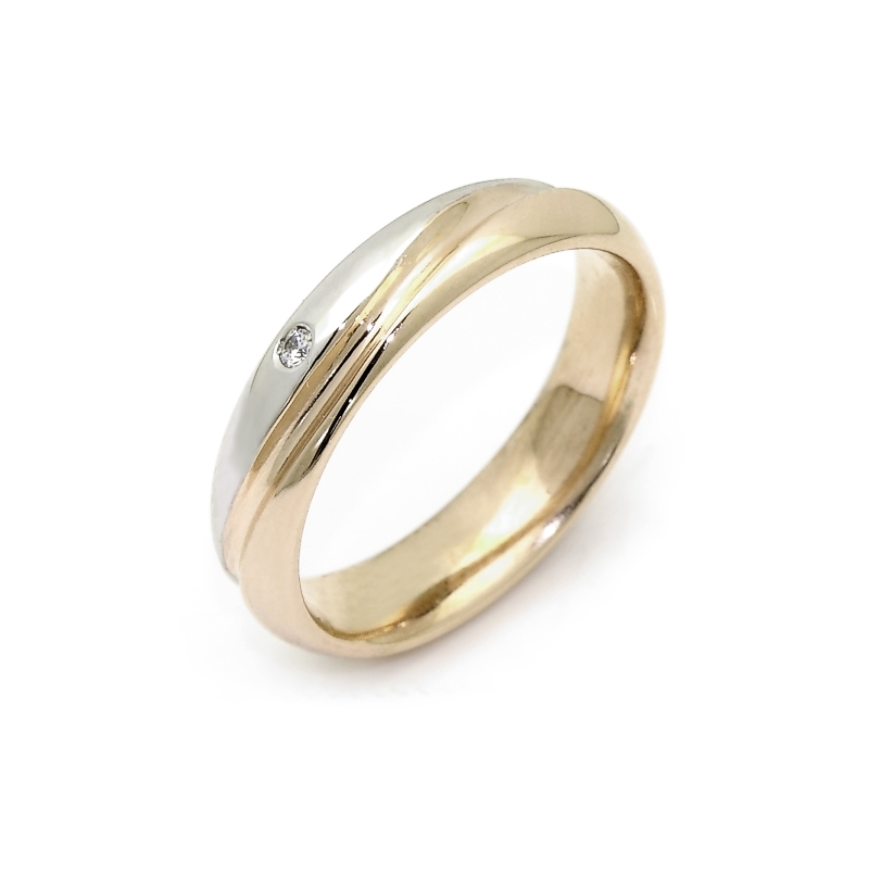 Two-Color Gold Wedding Ring Yellow and White Mod. Atene mm. 5
