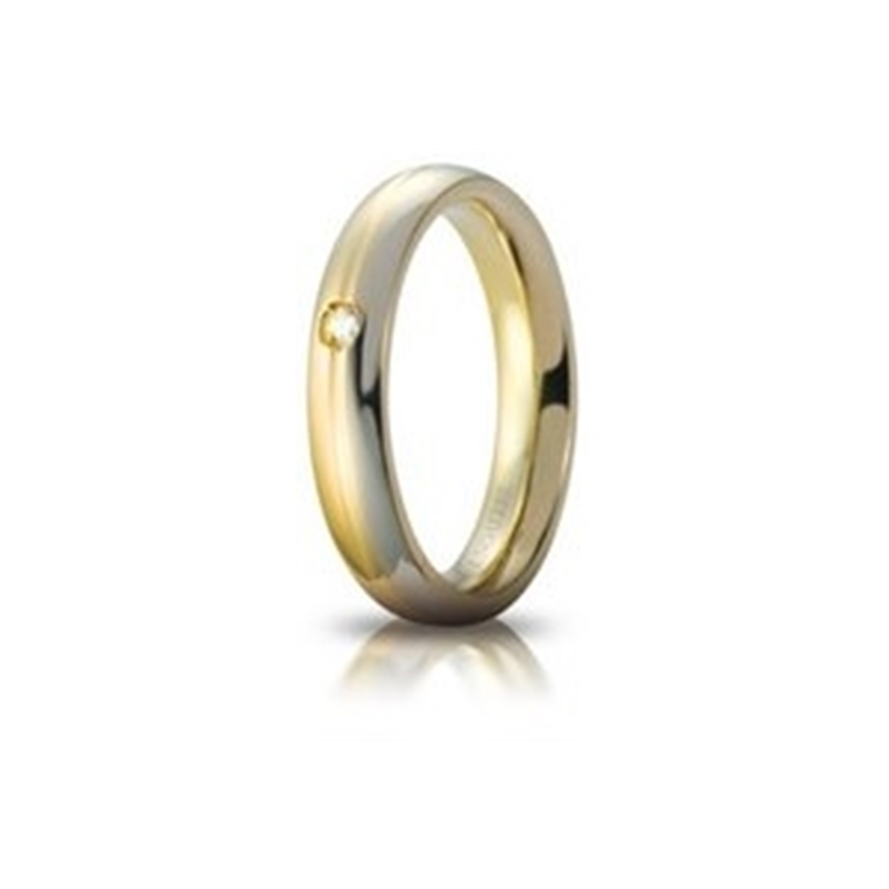 UNOAERRE 18Kt Two-Color Gold Wedding Ring Mod. Eclissi with with diamond Kt. 0.03
