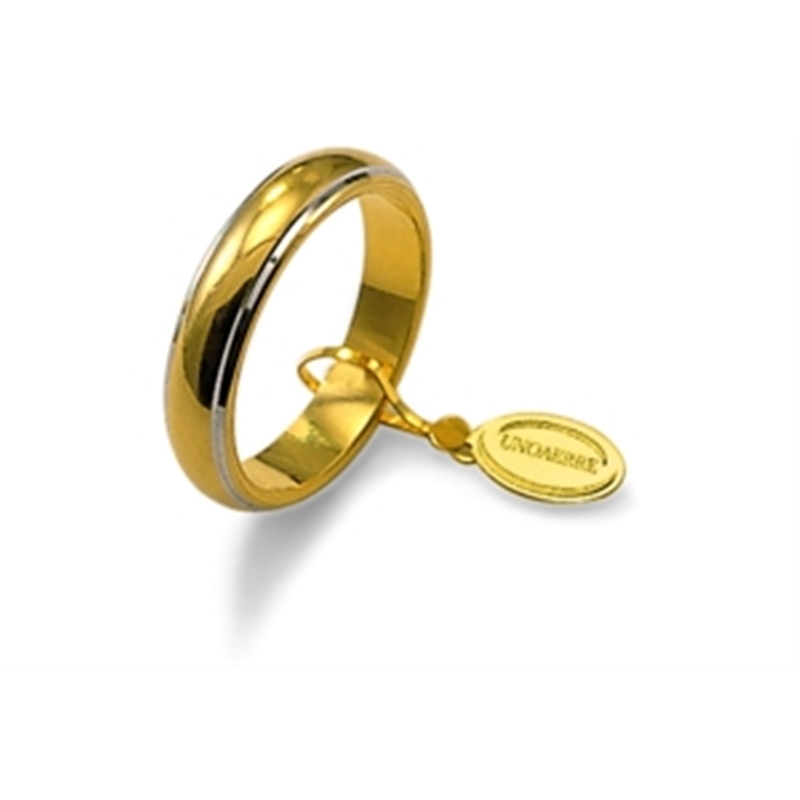 UNOAERRE 18Kt Two-Color Gold Wedding Ring Mod. Classic Gr. 7,00