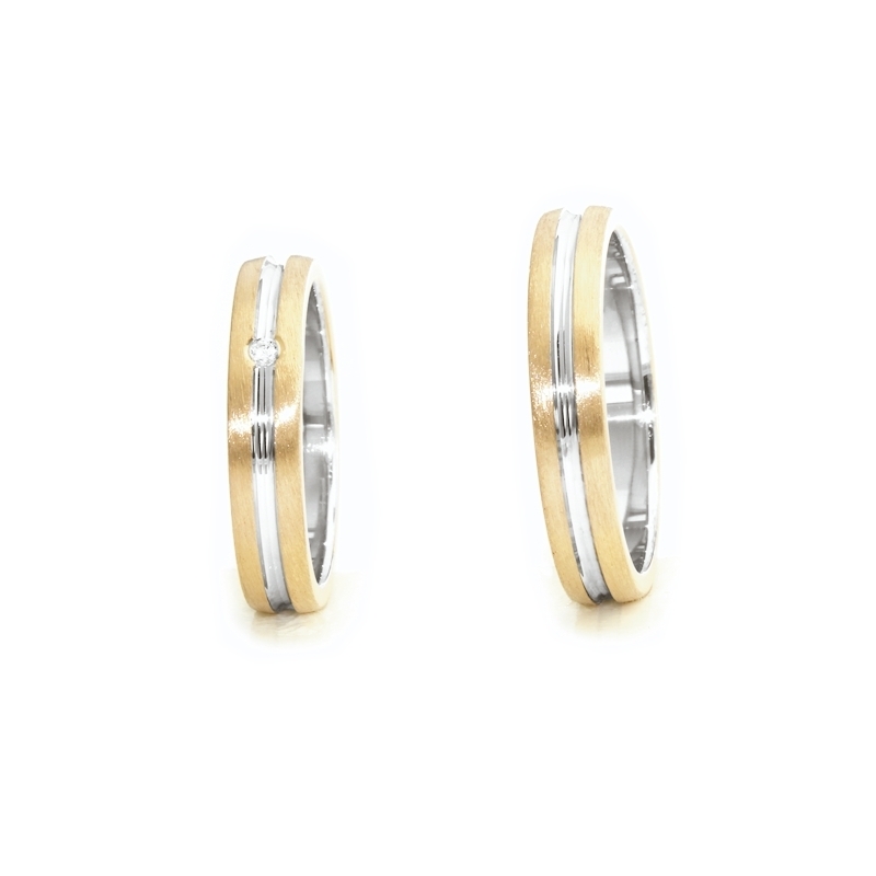 Two-Color Gold Wedding Ring Yellow and White Mod. Alessandra mm. 4,2