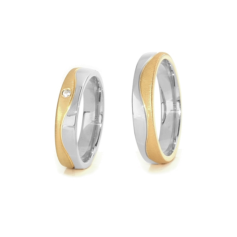 Two-Color Gold Wedding Ring Yellow and White Mod. Marika mm. 4,5
