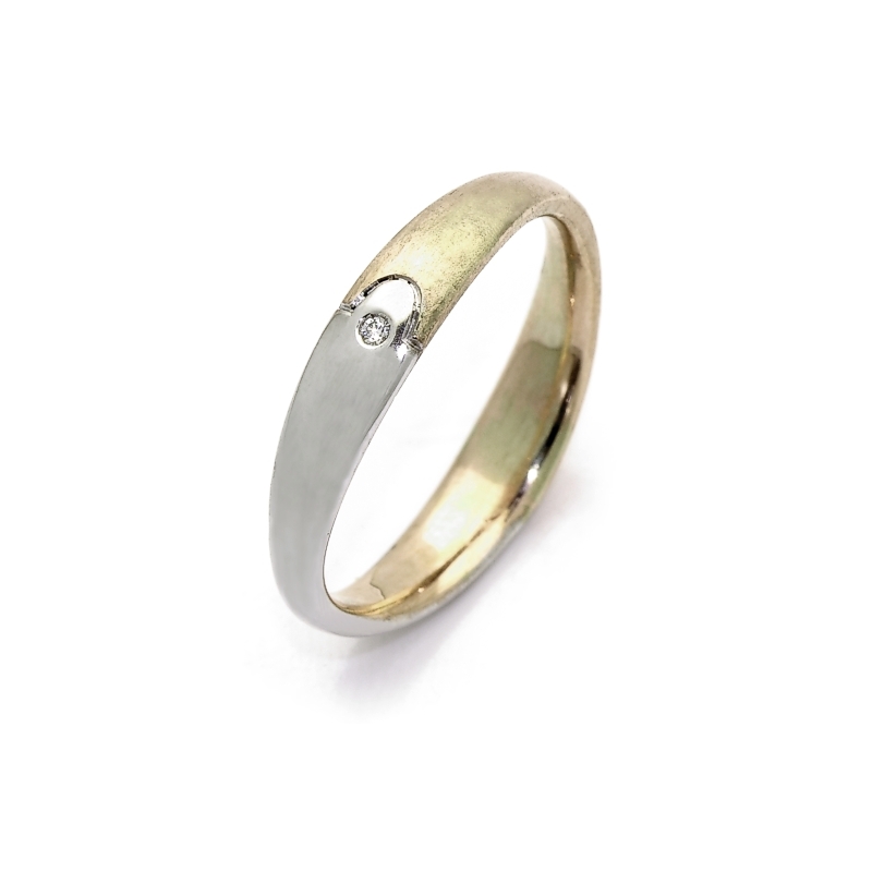 Two-Color Gold Wedding Ring Yellow and White Mod. Malibù mm. 4,5