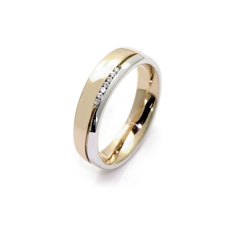 Two-Color Gold Wedding Ring Yellow and White Mod. Rio mm. 3,8