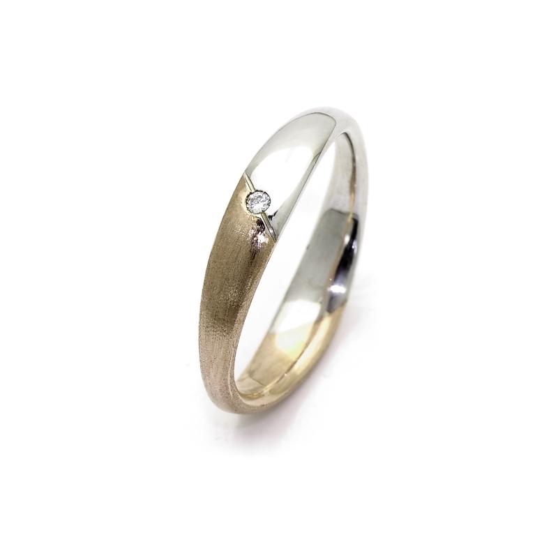 Two-Color Gold Wedding Ring Yellow and White Mod. Cancun mm. 4,8