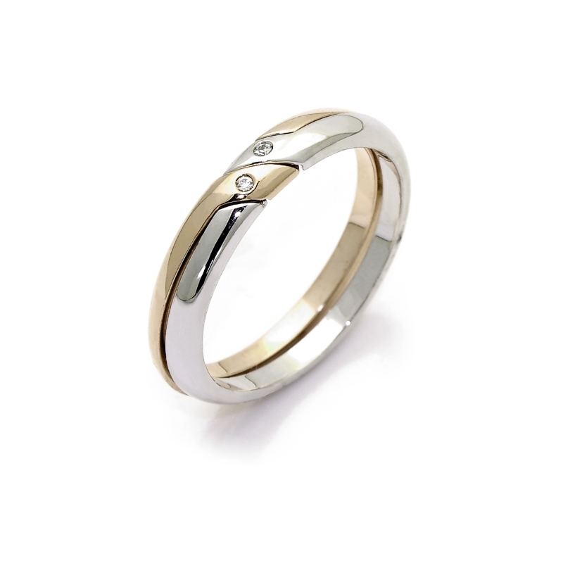Two-Color Gold Wedding Ring Yellow and White Mod. Formentera mm. 3,8