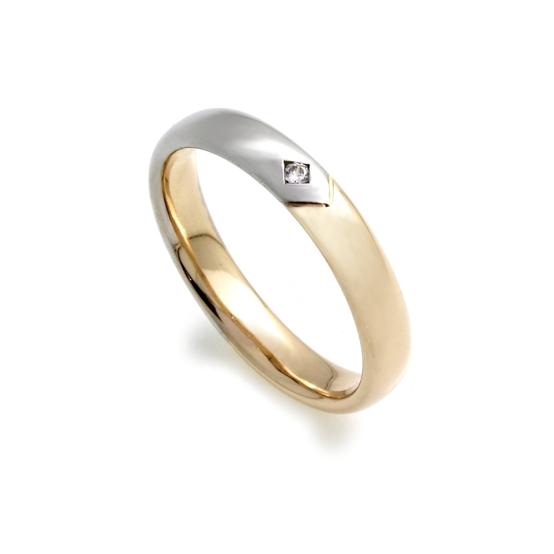 Two-Color Gold Wedding Ring Yellow and White Mod. Venezia mm. 3,7