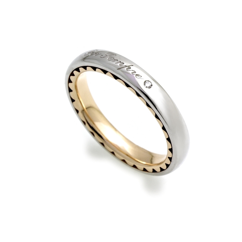 Two-Color Gold Wedding Ring Yellow and White Mod. Roma mm. 3,5