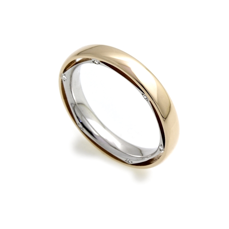 Two-Color Gold Wedding Ring Yellow and White Mod. Milano mm. 3,6