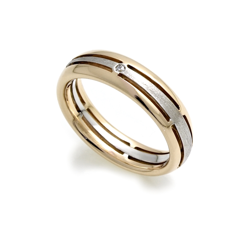 Two-Color Gold Wedding Ring Yellow and White Mod. Firenze mm. 5,1