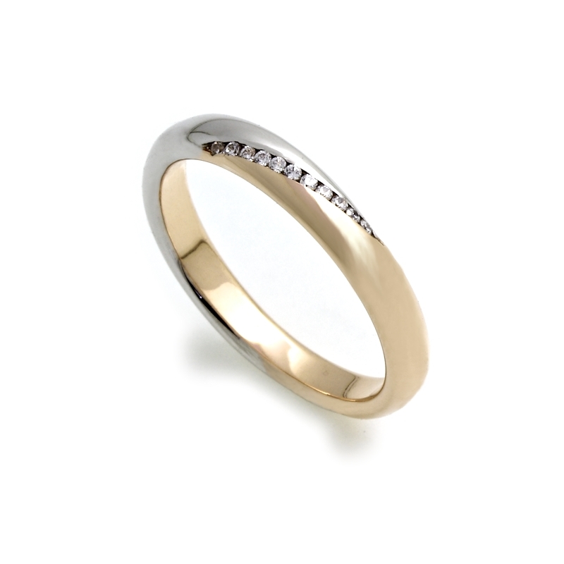 Two-Color Gold Wedding Ring Yellow and White Mod. Taormina mm. 3,1