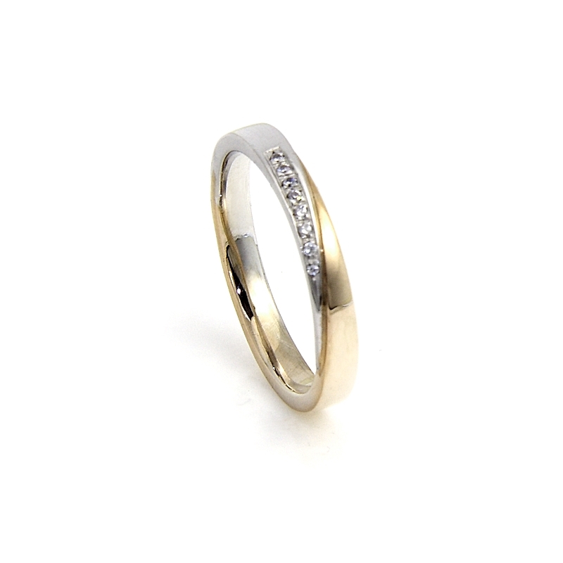 Two-Color Gold Wedding Ring Yellow and White Mod. Panama mm. 2,8