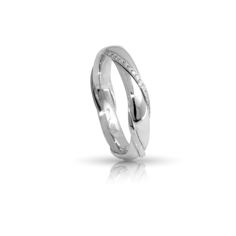 White Gold Engagement  Ring mod. Portofino mm. 4,20