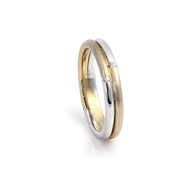 Two-Color Gold Wedding Ring Yellow and White Mod. Marsiglia mm. 3,7