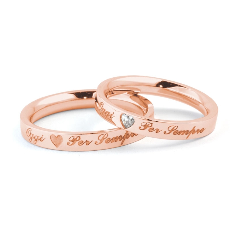 Rose Gold Engagement Ring Mod. Verona mm. 3,3 with Incisione Esterna Laser